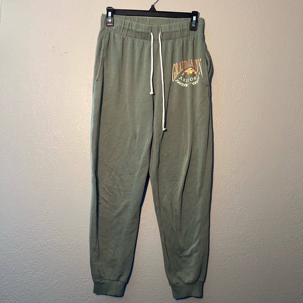 Zoe + Liv Green Track Pants With Elastic Waistband Grand Canyon Arizona Sz S